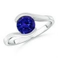 thumbnail image 1 of ANGARA Natural Semi Bezel-Set Solitaire Round 1.45 ct Tanzanite Bypass Ring in 14K White Gold for Women (Size-7mm) | December Birthstone, Anniversary, Jewelry Gift for Women | Natural Tanzanite Ring, 1 of 9
