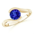thumbnail image 1 of ANGARA Natural Semi Bezel-Set Solitaire Round 1.45 ct Tanzanite Bypass Ring in 14K Yellow Gold for Women (Size-7mm) | December Birthstone, Anniversary, Jewelry Gift for Women | Natural Tanzanite Ring, 1 of 9