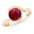 thumbnail image 1 of ANGARA Natural Semi Bezel-Set Solitaire Round 1.75 ct Ruby Bypass Ring in 14K Rose Gold for Women (Size-7.5mm) | July Birthstone, Birthday, Anniversary, Jewelry Gift for Women | Natural Ruby Ring, 1 of 10