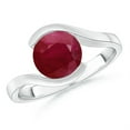 thumbnail image 1 of ANGARA Natural Semi Bezel-Set Solitaire Round 1.75 ct Ruby Bypass Ring in 14K White Gold for Women (Size-7.5mm) | July Birthstone Jewelry for Her, 1 of 10