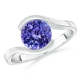 thumbnail image 1 of ANGARA Natural Semi Bezel-Set Solitaire Round 1.8 ct Tanzanite Bypass Ring in 14K White Gold for Women (Size-8mm) | December Birthstone, Anniversary, Jewelry Gift for Women | Natural Tanzanite Ring, 1 of 9