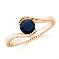 ANGARA Natural Semi Bezel-Set Solitaire Round Blue Sapphire Bypass Ring in 14K Rose Gold for Women (Size-5mm) | September Birthstone, Anniversary, Jewelry Gift for Women | Natural Blue Sapphire Ring