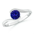 thumbnail image 1 of ANGARA Natural Semi Bezel-Set Solitaire Round Tanzanite Bypass Ring in 14K White Gold for Women (Size-6mm) | December Birthstone, Anniversary, Jewelry Gift for Women | Natural Tanzanite Ring, 1 of 9