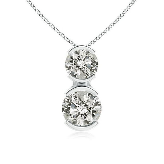 ANGARA Natural Semi Two Stone Diamond Pendant in 14K White Gold for Women (Size-4.2mm| Color-K| Clarity-I3) | April Birthstone, Anniversary, Jewelry Gift for Women | Natural Diamond Necklace