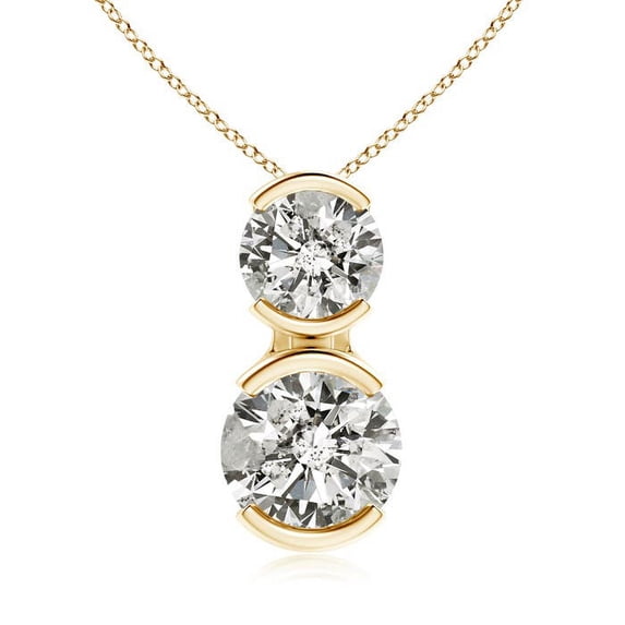 ANGARA Natural Semi Two Stone Diamond Pendant in 14K Yellow Gold for Women (Size-5.1mm| Color-K| Clarity-I3) | April Birthstone, Anniversary, Jewelry Gift for Women | Natural Diamond Necklace