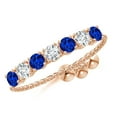 thumbnail image 1 of ANGARA Natural Seven Stone Sapphire and Diamond Tennis Bolo Ring in 14K Rose Gold for Women (Size-2.5mm) | September Birthstone, Anniversary, Jewelry Gift for Women | Natural Blue Sapphire Ring, 1 of 8