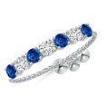 thumbnail image 1 of ANGARA Natural Seven Stone Sapphire and Diamond Tennis Bolo Ring in 14K White Gold for Women (Size-2.5mm) | September Birthstone, Anniversary, Jewelry Gift for Women | Natural Blue Sapphire Ring, 1 of 8