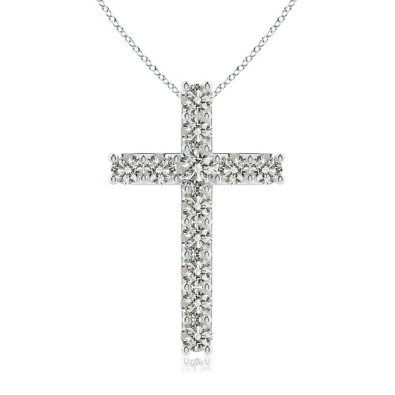 ANGARA Natural Shared Prong-Set Diamond Cross Pendant in 14K White Gold for Women (Size-2.9mm| Color-K| Clarity-I3) | April Birthstone, Anniversary, Jewelry Gift for Women | Natural Diamond Necklace