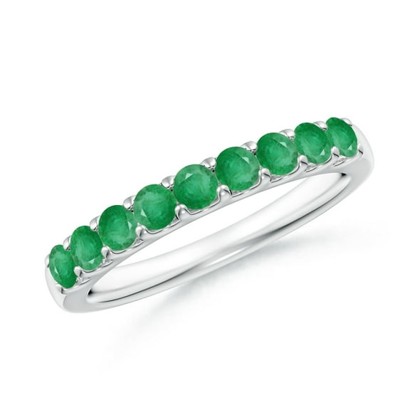 ANGARA Natural Shared Prong Set Half Eternity Emerald Wedding Band in 14K White Gold for Women (Size-2.5mm) | May Birthstone, Birthday, Anniversary, Jewelry Gift for Women | Natural Emerald Ring