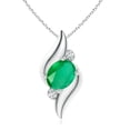 thumbnail image 1 of ANGARA Natural Shell Style Oval 2.25 ct Emerald and Diamond Pendant in 925 Sterling Silver for Women (Size-10x8mm) | May Birthstone, Anniversary, Jewelry Gift for Women | Natural Emerald Necklace, 1 of 9