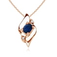 thumbnail image 1 of ANGARA Natural Shell Style Oval Sapphire and Diamond Pendant in 14K Rose Gold for Women (Size-4x3mm) | September Birthstone, Anniversary, Jewelry Gift for Women | Natural Blue Sapphire Necklace, 1 of 10