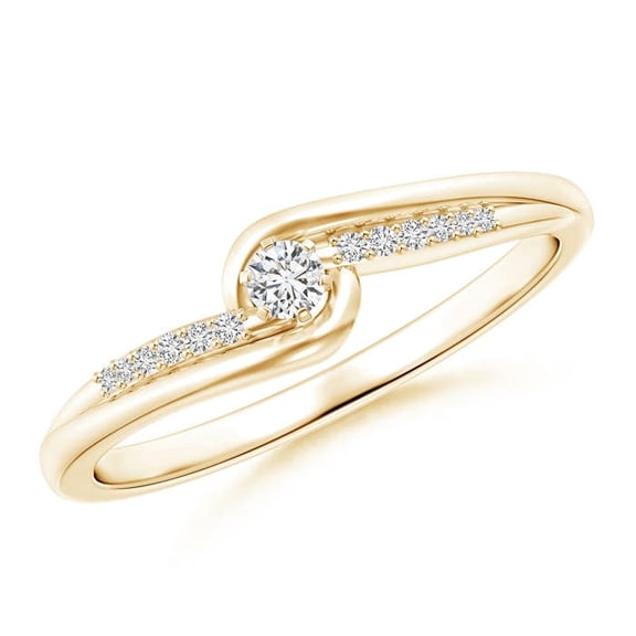 ANGARA Natural Six Prong-Set Diamond Bypass Promise Ring in 14K Yellow Gold for Women (Size-2.5mm| Color-H| Clarity-SI2) | April Birthstone, Anniversary, Jewelry Gift for Women | Natural Diamond Ring