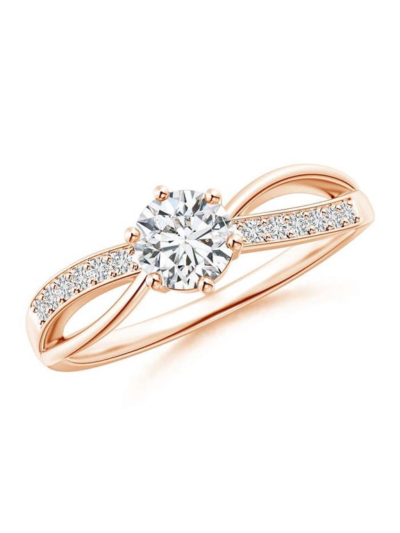 Natural Six Prong-Set Diamond Split Shank Ring in 14K Rose Gold for Women (Size-5.2mm| Color-H| Clarity-SI2) | April Birthstone, Anniversary, Jewelry Gift for Women | Natural Diamond Ring