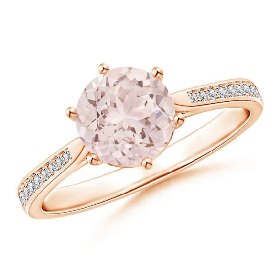 ANGARA Natural Six Prong-Set Round 1.1 ct Morganite Cathedral Engagement Ring in 14K Rose Gold for Women | Birthday, Anniversary, Jewelry Gift for Women | Natural Morganite Ring