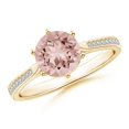 thumbnail image 1 of ANGARA Natural Six Prong-Set Round 1.1 ct Morganite Cathedral Engagement Ring in 14K Yellow Gold for Women | Birthday, Anniversary, Jewelry Gift for Women | Natural Morganite Ring, 1 of 10