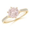 thumbnail image 1 of ANGARA Natural Six Prong-Set Round 1.1 ct Morganite Cathedral Engagement Ring in 14K Yellow Gold for Women | Birthday, Anniversary, Jewelry Gift for Women | Natural Morganite Ring, 1 of 7