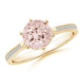 thumbnail image 1 of ANGARA Natural Six Prong-Set Round 1.1 ct Morganite Cathedral Engagement Ring in 14K Yellow Gold for Women | Birthday, Anniversary, Jewelry Gift for Women | Natural Morganite Ring, 1 of 7