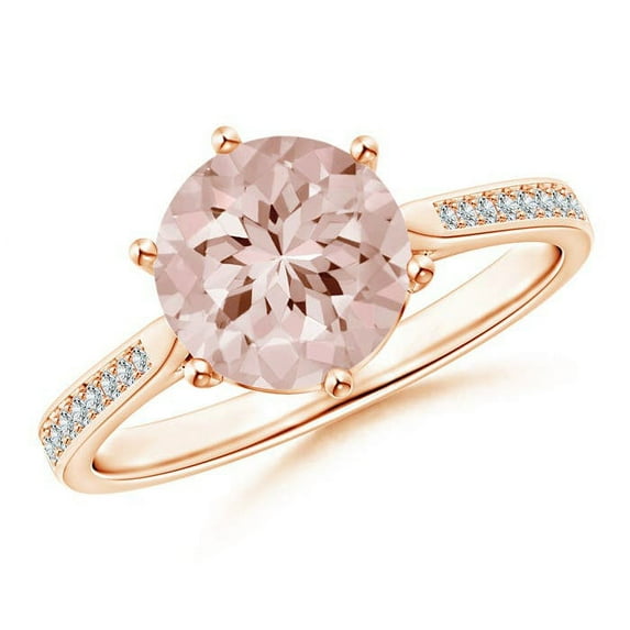 ANGARA Natural Six Prong-Set Round 1.65 ct Morganite Cathedral Engagement Ring in 14K Rose Gold for Women | Birthday, Anniversary, Jewelry Gift for Women | Natural Morganite Ring
