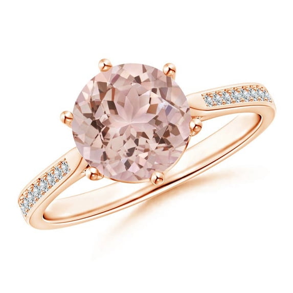 ANGARA Natural Six Prong-Set Round 1.65 ct Morganite Cathedral Engagement Ring in 14K Rose Gold for Women | Birthday, Anniversary, Jewelry Gift for Women | Natural Morganite Ring