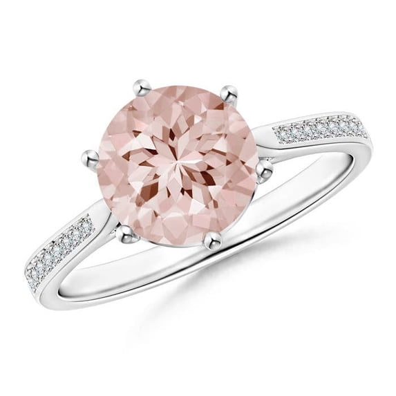 ANGARA Natural Six Prong-Set Round 1.65 ct Morganite Cathedral Engagement Ring in 14K White Gold for Women | Birthday, Anniversary, Jewelry Gift for Women | Natural Morganite Ring