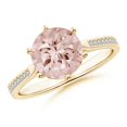 thumbnail image 1 of ANGARA Natural Six Prong-Set Round 1.65 ct Morganite Cathedral Engagement Ring in 14K Yellow Gold for Women | Birthday, Anniversary, Jewelry Gift for Women | Natural Morganite Ring, 1 of 7