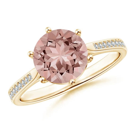 ANGARA Natural Six Prong-Set Round 1.65 ct Morganite Cathedral Engagement Ring in 14K Yellow Gold for Women | Birthday, Anniversary, Jewelry Gift for Women | Natural Morganite Ring