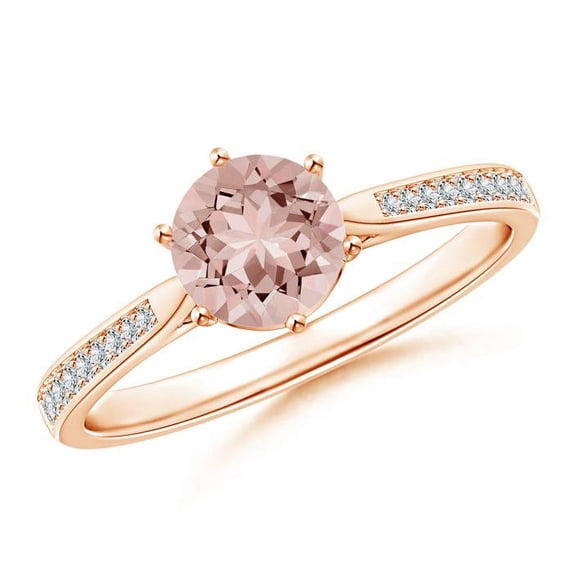 ANGARA Natural Six Prong-Set Round Morganite Cathedral Engagement Ring in 14K Rose Gold for Women | Birthday, Anniversary, Jewelry Gift for Women | Natural Morganite Ring