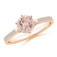 thumbnail image 1 of ANGARA Natural Six Prong-Set Round Morganite Cathedral Engagement Ring in 14K Rose Gold for Women | Birthday, Anniversary, Jewelry Gift for Women | Natural Morganite Ring, 1 of 10