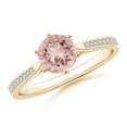 thumbnail image 1 of ANGARA Natural Six Prong-Set Round Morganite Cathedral Engagement Ring in 14K Yellow Gold for Women | Birthday, Anniversary, Jewelry Gift for Women | Natural Morganite Ring, 1 of 10