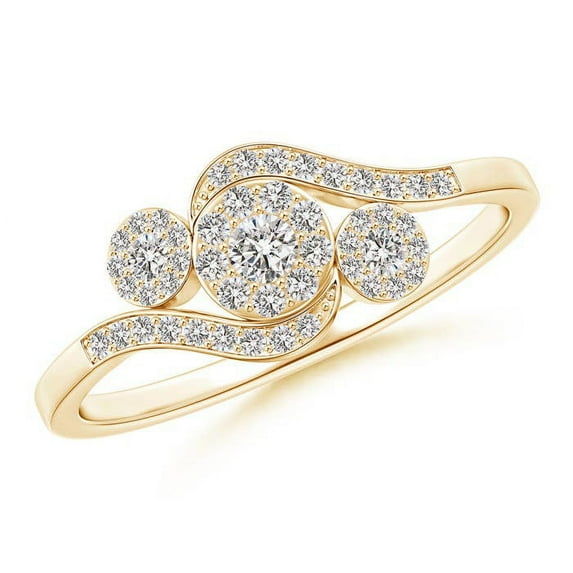 ANGARA Natural Slanted Triple Diamond Bypass Ring in 14K Yellow Gold for Women (Size-2.4mm| Color-I-J| Clarity-I1-I2) | April Birthstone, Anniversary, Jewelry Gift for Women | Natural Diamond Ring