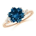 thumbnail image 1 of ANGARA Natural Snowflake-Cut 5.4 ct London Blue Topaz Criss-Cross Shank Ring in 14K Rose Gold for Women (Size-10mm) | Anniversary, Jewelry Gift for Women | Natural London Blue Topaz Ring, 1 of 10