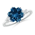 thumbnail image 1 of ANGARA Natural Snowflake-Cut 5.4 ct London Blue Topaz Criss-Cross Shank Ring in 14K White Gold for Women (Size-10mm) | Anniversary, Jewelry Gift for Women | Natural London Blue Topaz Ring, 1 of 11
