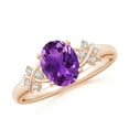 thumbnail image 1 of ANGARA Natural Solitaire 1.15 ct Amethyst Criss Cross Ring with Diamonds in 14K Rose Gold for Women (Size-8x6mm) | February Birthstone, Anniversary, Jewelry Gift for Women | Natural Amethyst Ring, 1 of 9