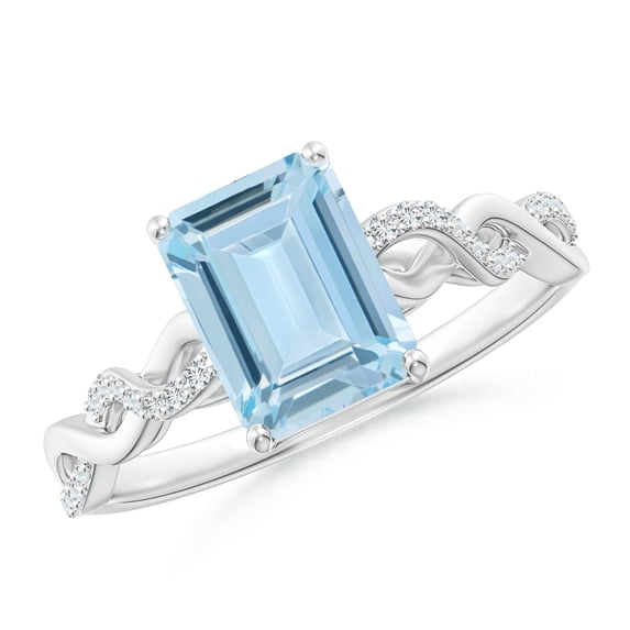 ANGARA Natural Solitaire 1.35 ct Aquamarine Infinity Twist Ring in 925 Sterling Silver for Women (Size-8x6mm) | March Birthstone, Anniversary, Jewelry Gift for Women | Natural Aquamarine Ring