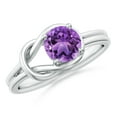 thumbnail image 1 of ANGARA Natural Solitaire Amethyst Infinity Knot Ring in 14K White Gold for Women (Size-6mm) | February Birthstone, Birthday, Anniversary, Jewelry Gift for Women | Natural Amethyst Ring, 1 of 10