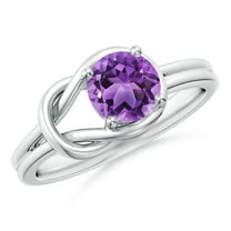 ANGARA Natural Solitaire Amethyst Infinity Knot Ring in 14K White Gold for Women (Size-6mm) | February Birthstone, Birthday, Anniversary, Jewelry Gift for Women | Natural Amethyst Ring