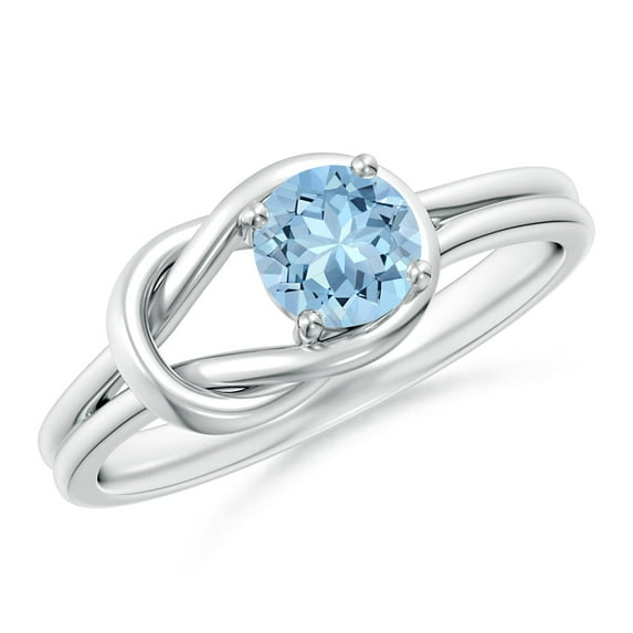 ANGARA Natural Solitaire Aquamarine Infinity Knot Engagement Ring in 14K White Gold for Women (Size-5mm) | March Birthstone, Birthday, Anniversary, Jewelry Gift for Women | Natural Aquamarine Ring