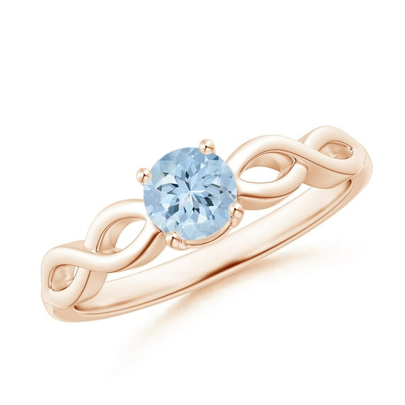 ANGARA Natural Solitaire Aquamarine Infinity Shank Ring in 14K Rose Gold for Women (Size-5mm) | March Birthstone, Birthday, Anniversary, Jewelry Gift for Women | Natural Aquamarine Ring