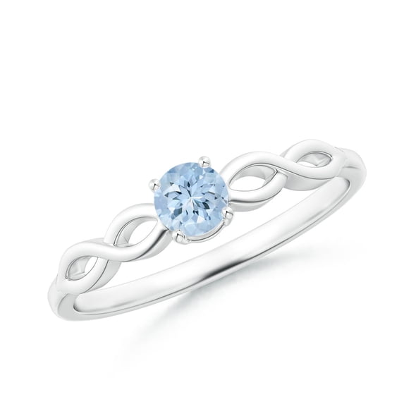 ANGARA Natural Solitaire Aquamarine Infinity Shank Ring in 14K White Gold for Women (Size-4mm) | March Birthstone, Birthday, Anniversary, Jewelry Gift for Women | Natural Aquamarine Ring