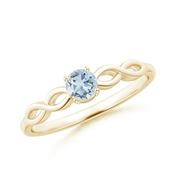 ANGARA Natural Solitaire Aquamarine Infinity Shank Ring in 14K Yellow Gold for Women (Size-4mm) | March Birthstone, Birthday, Anniversary, Jewelry Gift for Women | Natural Aquamarine Ring