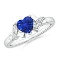 thumbnail image 1 of ANGARA Natural Solitaire Blue Sapphire Heart Ring with Diamond Accents in 14K White Gold for Women (Size-6mm) | September Birthstone, Anniversary, Jewelry Gift for Women | Natural Blue Sapphire Ring, 1 of 8