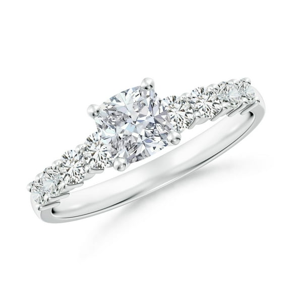 ANGARA Natural Solitaire Cushion Diamond Engagement Ring in 14K White Gold for Women (Size-5.25mm| Color-H| Clarity-SI2) | April Birthstone, Anniversary, Jewelry Gift for Women | Natural Diamond Ring
