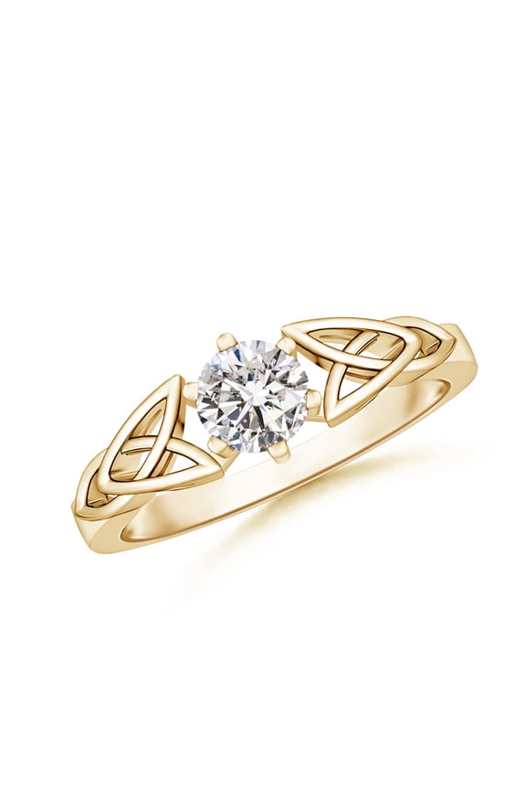 Natural Solitaire Diamond Celtic Knot Ring in 14K Yellow Gold for Women (Size-5mm| Color-I-J| Clarity-I1-I2) | April Birthstone, Anniversary, Jewelry Gift for Women | Natural Diamond Ring
