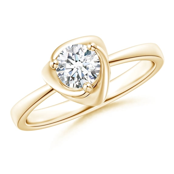 ANGARA Natural Solitaire Diamond Floral Ring in 14K Yellow Gold for Women (Size-5.1mm | Color-G | Clarity-VS2) | April Birthstone, Birthday, Anniversary, Jewelry Gift for Women | Natural Diamond Ring