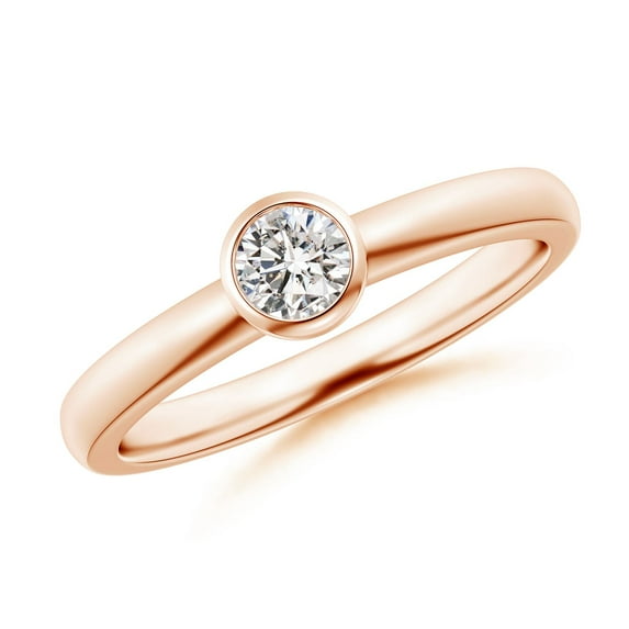ANGARA Natural Solitaire Diamond Stackable Ring in 14K Rose Gold for Women (Size-4.1mm| Color-I-J| Clarity-I1-I2) | April Birthstone, Anniversary, Jewelry Gift for Women | Natural Diamond Ring