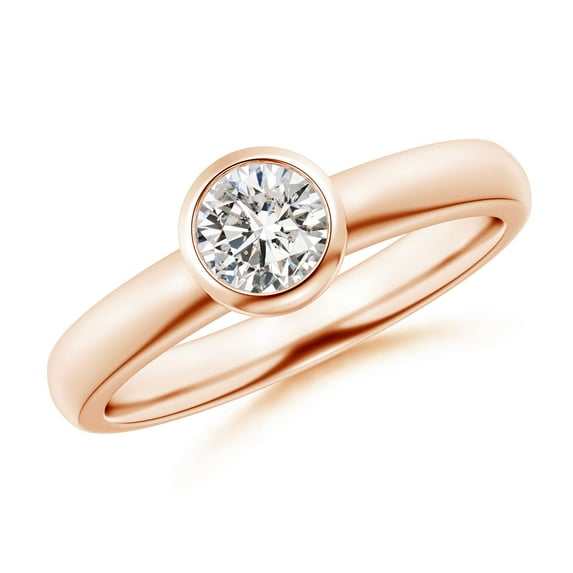 ANGARA Natural Solitaire Diamond Stackable Ring in 14K Rose Gold for Women (Size-5.1mm| Color-I-J| Clarity-I1-I2) | April Birthstone, Anniversary, Jewelry Gift for Women | Natural Diamond Ring