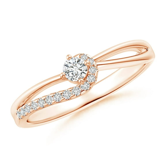 ANGARA Natural Solitaire Diamond Swirl Promise Ring in 14K Rose Gold for Women (Size-3mm| Color-H| Clarity-SI2) | April Birthstone, Anniversary, Jewelry Gift for Women | Natural Diamond Ring