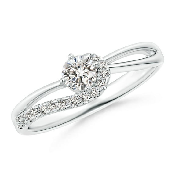 ANGARA Natural Solitaire Diamond Swirl Promise Ring in 14K White Gold for Women (Size-4.1mm| Color-I-J| Clarity-I1-I2) | April Birthstone, Anniversary, Jewelry Gift for Women | Natural Diamond Ring