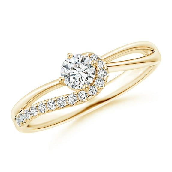 ANGARA Natural Solitaire Diamond Swirl Promise Ring in 14K Yellow Gold for Women (Size-4.1mm| Color-H| Clarity-SI2) | April Birthstone, Anniversary, Jewelry Gift for Women | Natural Diamond Ring