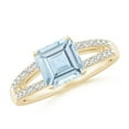 thumbnail image 1 of ANGARA Natural Solitaire Emerald-Cut 1.35 ct Aquamarine Split Shank Ring in 14K Yellow Gold for Women (Size-7mm) | March Birthstone, Anniversary, Jewelry Gift for Women | Natural Aquamarine Ring, 1 of 9